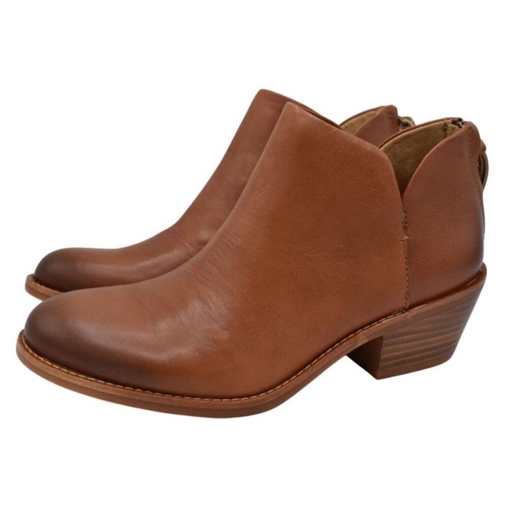 Sofft Cognac Leather Ankle Bootie - Picture 2 of 10